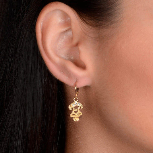 Brinco Dourado de Argolinha Menina Pedras Zircônia