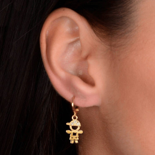 Brinco Dourado de Argolinha Menino Pedras Zircônia