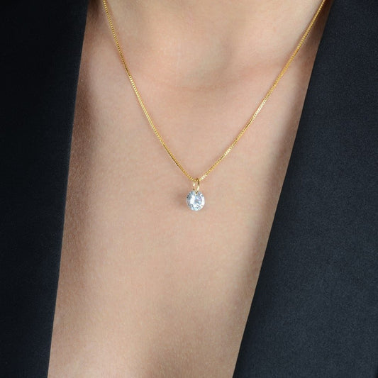 Colar Dourado Ponto de Luz em Zircônia