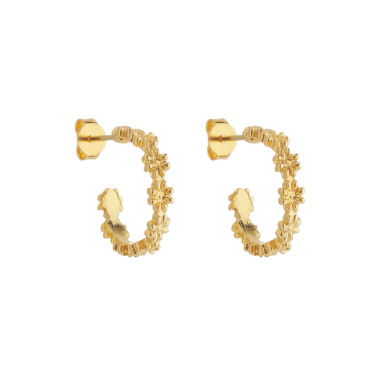 Brinco Dourado de Argola Flor