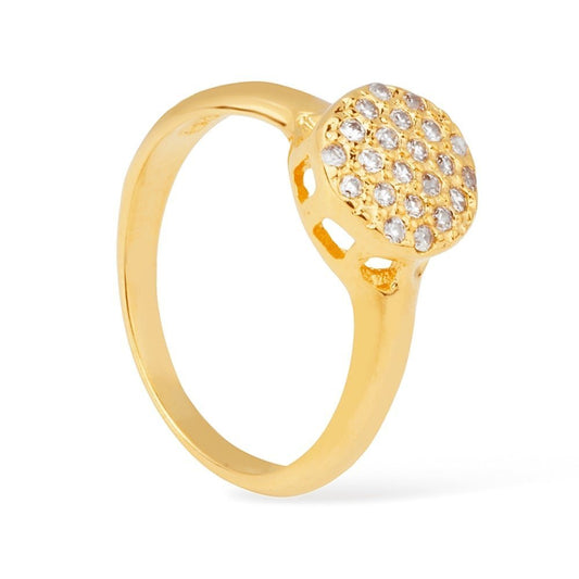 Anel Dourado Cravejado de Zircônia