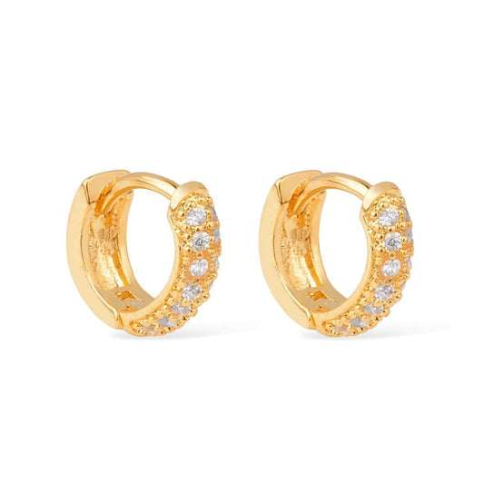 Brinco Dourado de Argolinha com Pedras de Zircônia