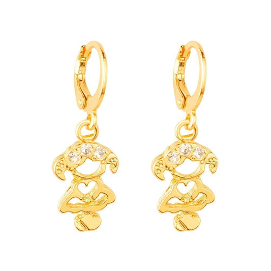 Brinco Dourado de Argolinha Menina Pedras Zircônia
