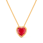 Colar Dourado de Pedra Natural Vermelha Coração Cravejado de Zircônia