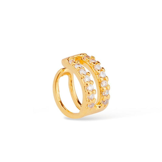 Piercing Dourado de Pressão com Pedras de Zircônia